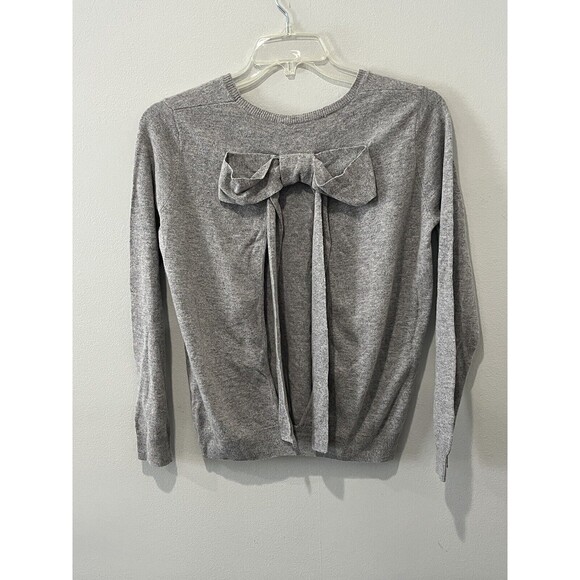 Claudie Pierlot Sweater Women’s 2 Medium Gray Bow Open Back Classic - Picture 1 of 7